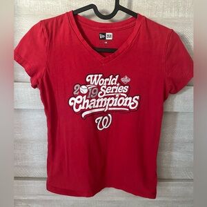 New Era Washington Nationals MLB 2019 World Series Champions Youth Vneck T-shirt